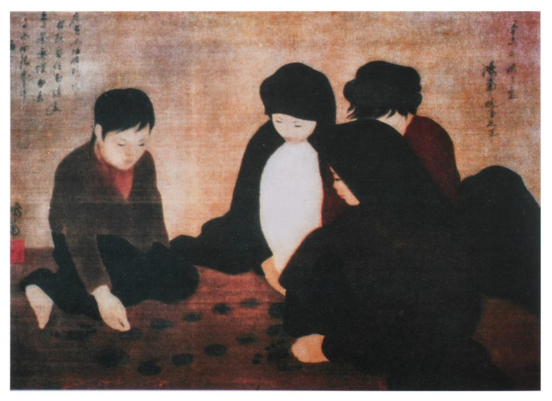 Tranh lụa “chơi ô ăn quan”