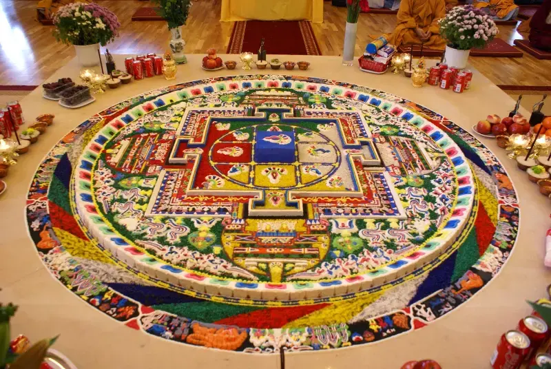Tranh Mandala có nguồn gốc từ thiền định Ấn Độ và Phật giáo Tây Tạng