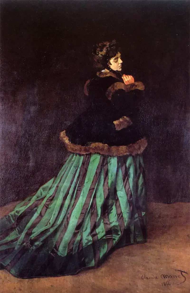 The Woman in the Green Dress đánh dấu bước chuyển phong cách của Monet
