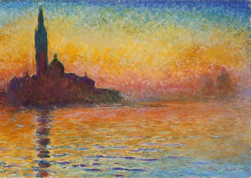 San Giorgio Maggiore rực rỡ ánh hoàng hôn trên nền Venice tĩnh lặng