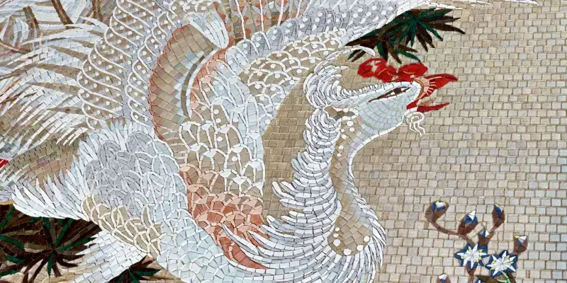 Tranh mosaic thủ công từ đá, gốm, thủy tinh nổi bật với hiệu ứng thẩm mỹ cao