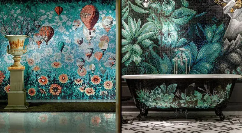 Tranh mosaic module ghép bộ tạo bố cục hài hòa và chiều sâu không gian