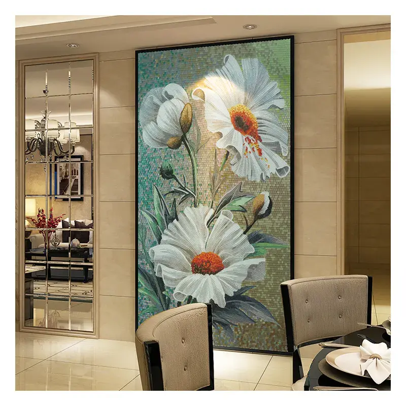 Tranh mosaic khổ lớn tạo điểm nhấn đẳng cấp cho phòng khách sang trọng