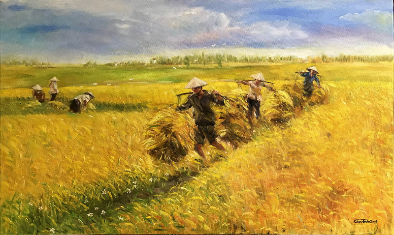 Tranh mùa thu hoạch mang năng lượng thu hút tài lộc và may mắn