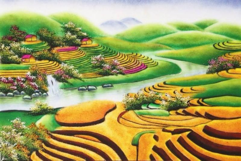  Tranh phong cảnh ruộng bậc thang khổ lớn thích hợp để trang trí 