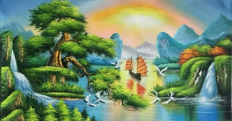 Tranh phong thủy cho người mệnh Thủy với biểu tượng thuận buồm xuôi gió