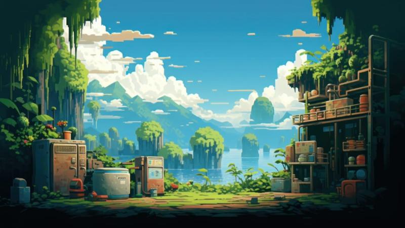 Tranh thiên nhiên pixel