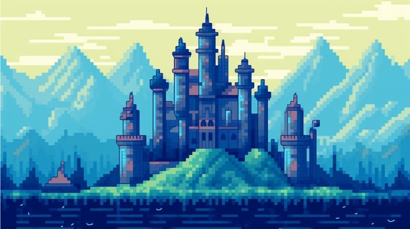 Khung cảnh hoạt hình trong tranh pixel