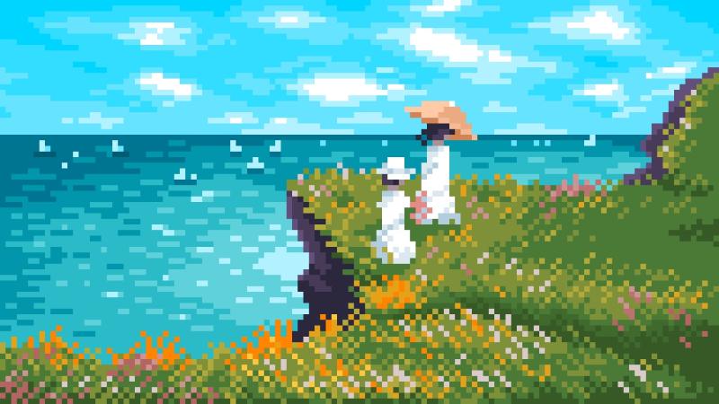 Tranh pixel theo yêu cầu về thiên nhiên