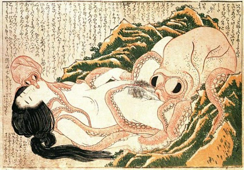 Tranh Shunga "Giấc mộng của nàng ngư phủ"