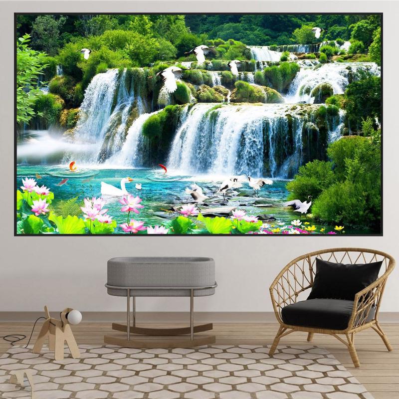 Dòng tranh sơn thủy 3D treo phòng khách