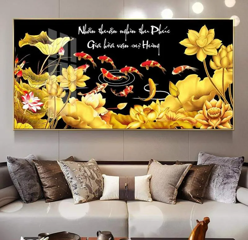 “Tranh cửu ngư quần hội” mang vượng khí, ưu tình và thăng hoa tài lộc cho gia chủ
