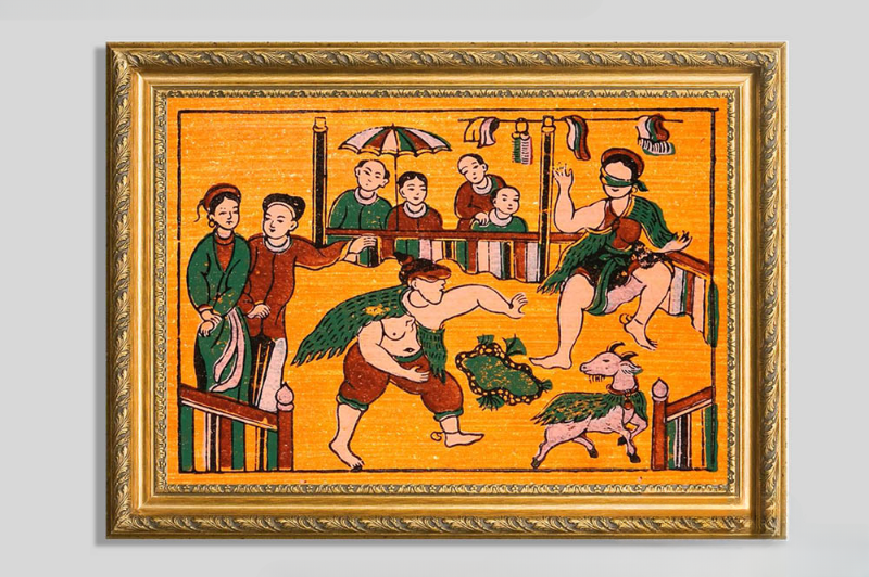 Tranh Đông Hồ “Bịt mắt bắt dê” vui tươi ngày đầu xuân năm mới