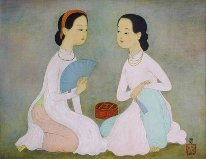  Bức tranh “Hai thiếu nữ” của họa sĩ Mai Trung Thứ
