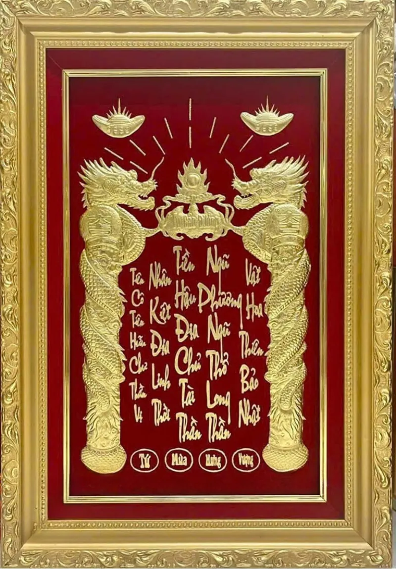 Tranh thờ Thần, có thể là Thần Tài hoặc Thổ Địa được chế tác từ kim loại mang ý nghĩa cầu bình an, may mắn và thịnh vượng