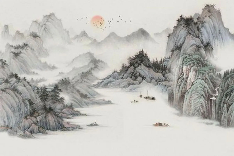 Tranh thủy mặc sông nước