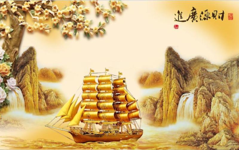 Bức tranh "Thuận buồm xuôi gió" tượng trưng cho sự may mắn, tài lộc dồi dào, đồng thời mang đến sự thuận lợi và thành công trong công việc cũng như kinh doanh.