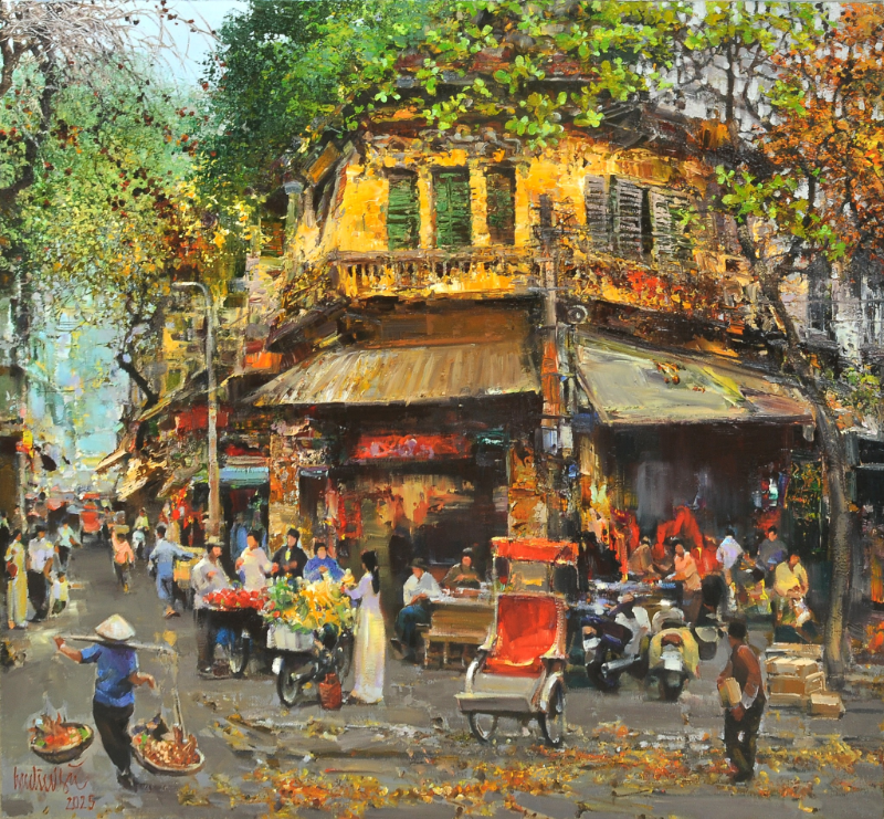 Phác họa bố cục tổng thể giúp định hình không gian tranh phong cảnh