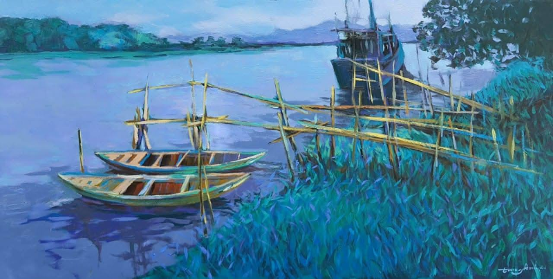 Phối màu hợp lý giúp tranh phong cảnh hài hòa và truyền tải cảm xúc tốt hơn