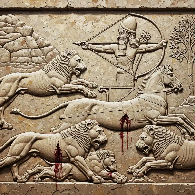 Top 99+ Mẫu Tranh Phù Điêu xi măng đắp nổi cho phòng khách 22 Tranh phù điêu thợ săn bắn sư tử cổ đại