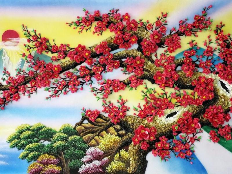 Tranh hoa đào Tết là biểu tượng đặc trưng của mùa xuân, mang ý nghĩa khởi đầu năm mới suôn sẻ, thu hút may mắn và tài lộc cho gia đình.