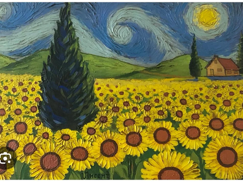 Bức Sunflowers (1888) của Van Gogh nổi bật với gam màu vàng rực rỡ, thể hiện sức sống và niềm hy vọng. Đây là một trong những kiệt tác biểu tượng của ông, được trưng bày tại nhiều bảo tàng lớn trên thế giới