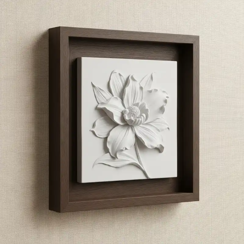 Top 99+ Mẫu Tranh Phù Điêu xi măng đắp nổi cho phòng khách 25 Tranh phù điêu hoa trắng khung gỗ treo tường