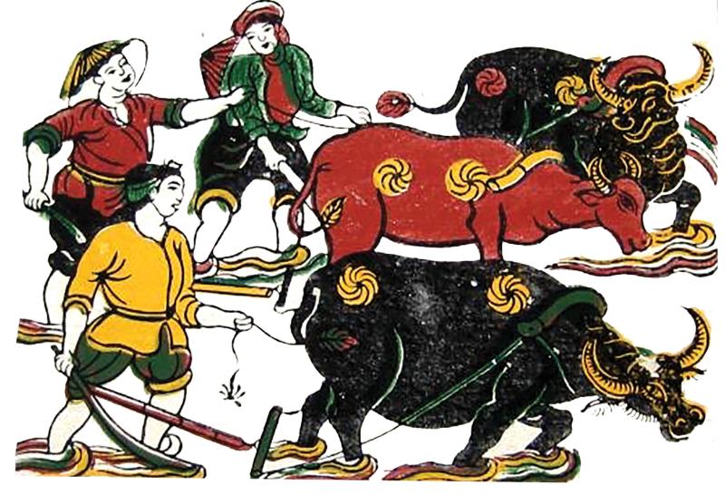 Tranh Đông Hồ Nhà nông cấy cày