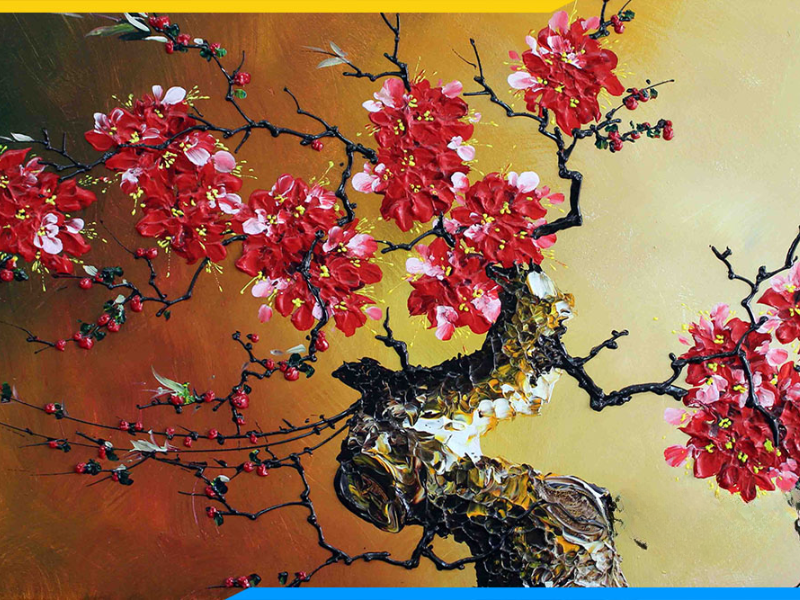 Tranh Hoa Đào trở thành xu hướng trang trí nổi bật