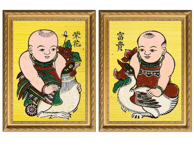 Treo tranh đông hồ phú quý” Em bé bụ bẫm”