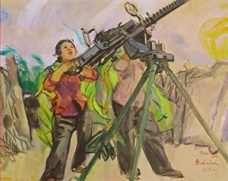 Dân quân - Màu nước - Bắc Ninh 1969