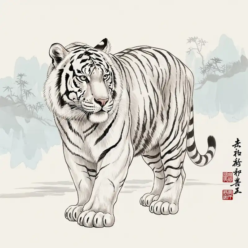 Mẫu tranh bạch hổ