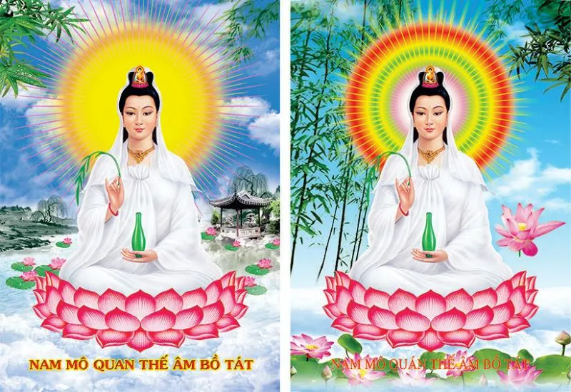 Tranh Bồ Tát giữa hồ sen, nhắc nhở con người giữ tâm thanh tịnh giữa cuộc sống đời thường