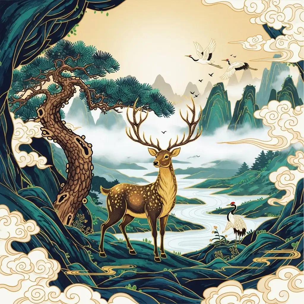 Tranh con hươu phong thủy 1