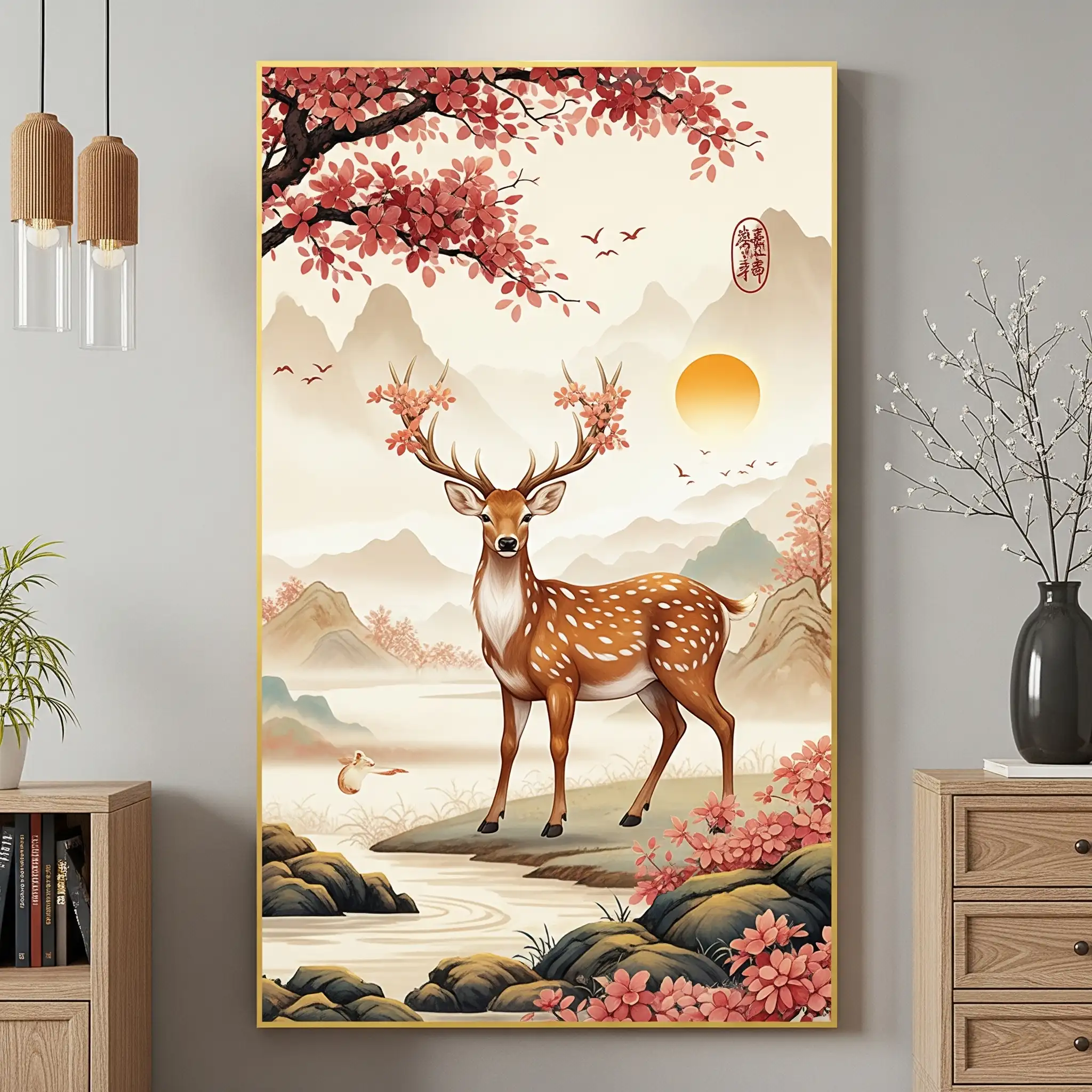 Tranh con hươu phong thủy 4