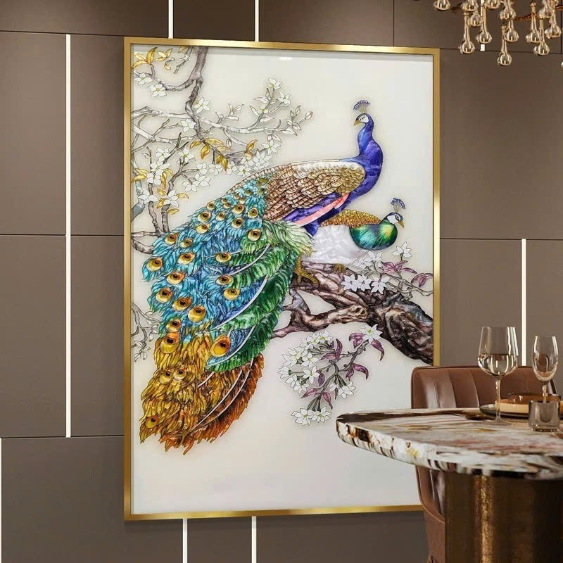 Tranh khảm trai chim công
