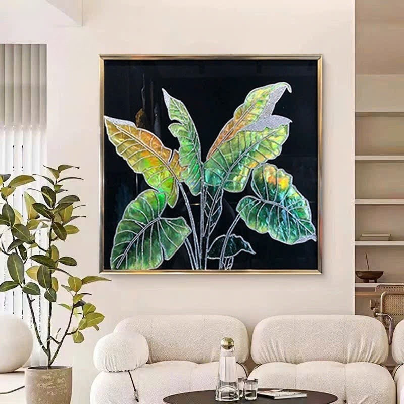 Tranh khảm trai khắc họa chiếc lá tinh xảo