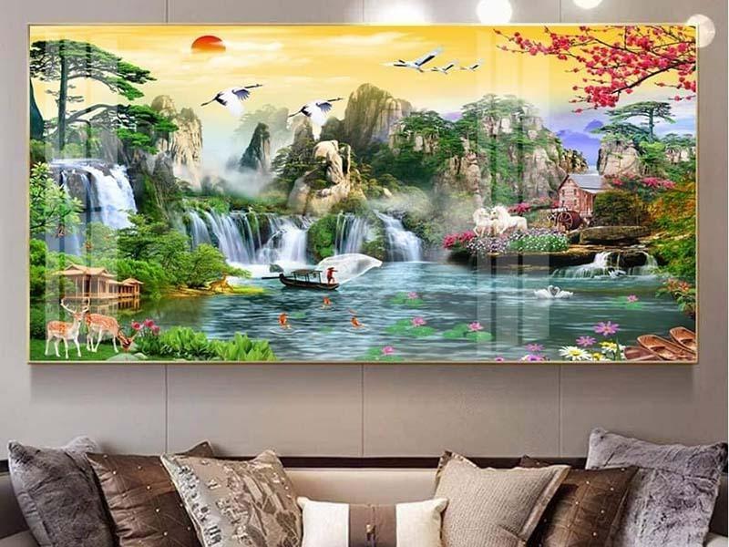 Tranh kính 3D sơn thủy hữu tình