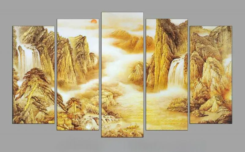 Tranh Sơn Thủy Hữu Tình mang đến sự vững chắc, ổn định và thu hút tài lộc cho gia chủ 