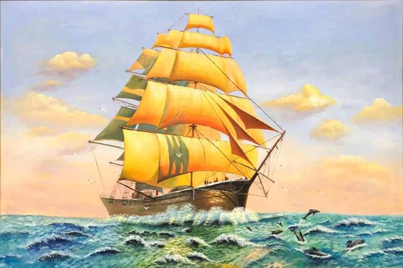 Tranh Thuận Buồm Xuôi Gió mang ý nghĩa phong thủy may mắn, giúp công việc kinh doanh hanh thông, thuận lợi và cả năm làm ăn suôn sẻ.