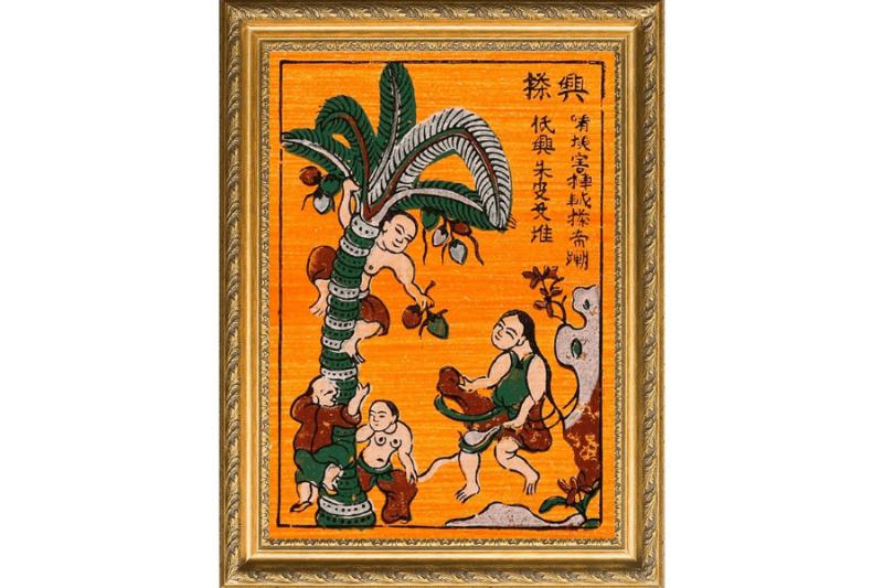 Tranh Đông Hồ hứng dừa