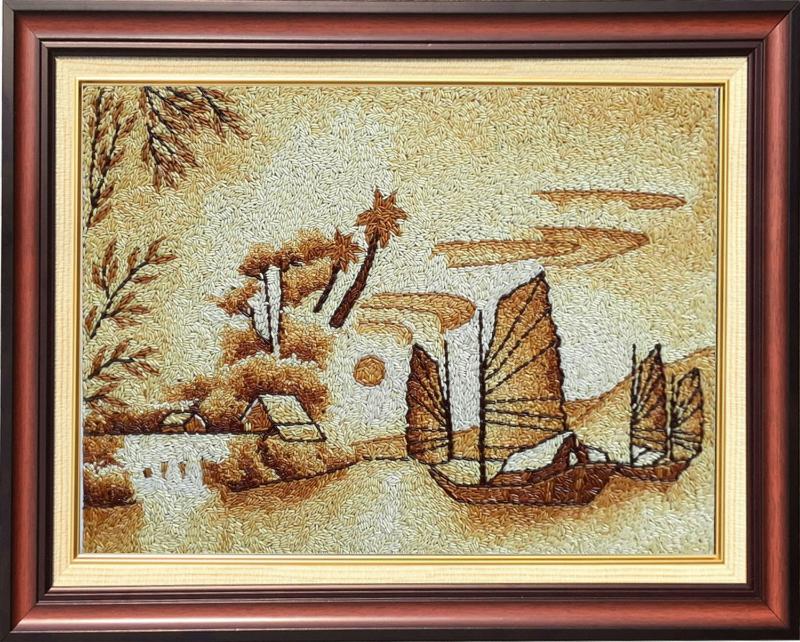 Bức tranh phong cảnh miền quê thanh bình, mang lại cảm giác gần gũi và hoài niệm