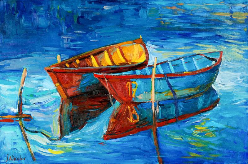 Bức tranh những con thuyền trên biển