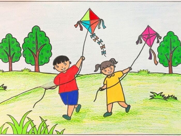 Bức tranh vẽ trò chơi dân gian