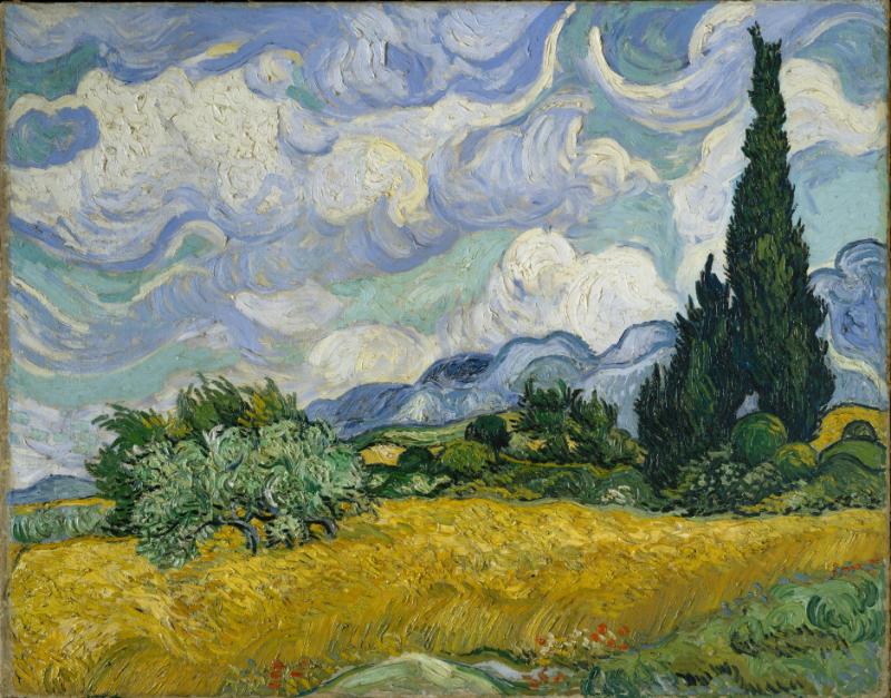 Bức tranh với nét cọ hiện đại hơn, cho thấy sự ảnh hưởng của Van Gogh đến nghệ thuật đương đại.