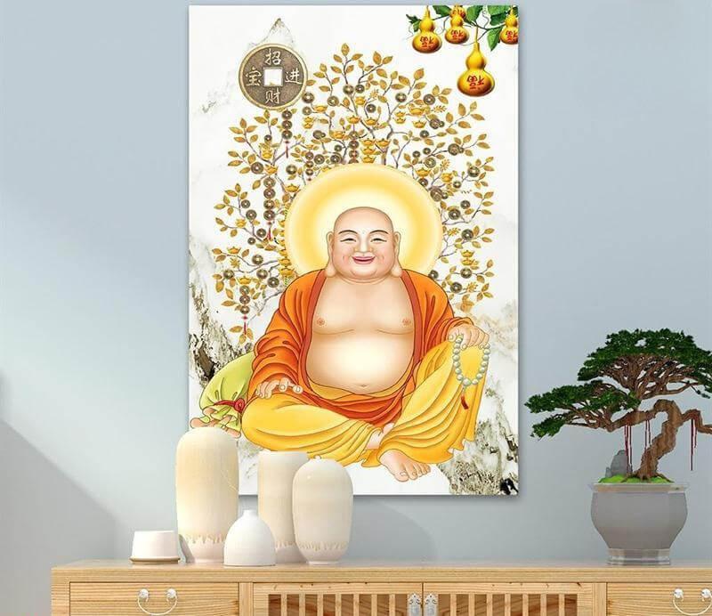 Kết hợp tranh Phật Di Lặc với các vật phong thủy khác