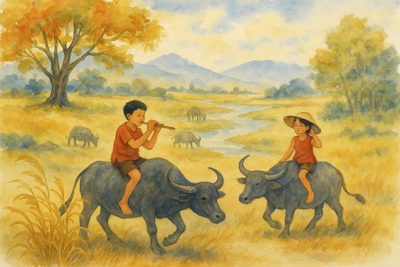 Cảnh chăn trâu thổi sáo