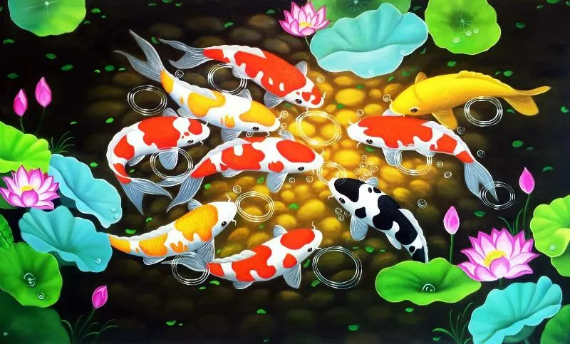 Tranh cửu ngư quần hội sum vầy