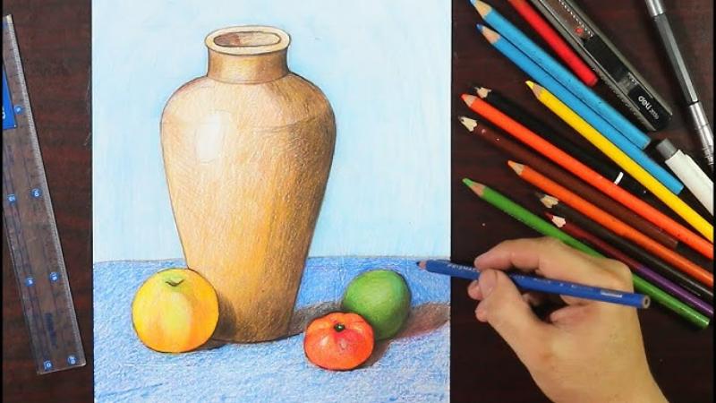 Vẽ bình hoa khá đơn giản cho người mới bắt đầu