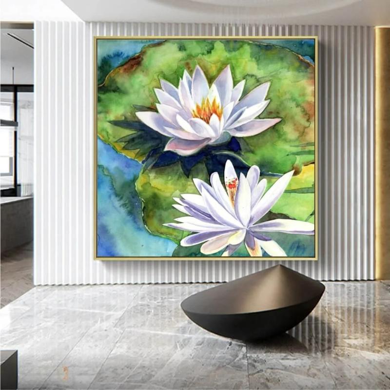 Bức tranh hoa súng sơn dầu